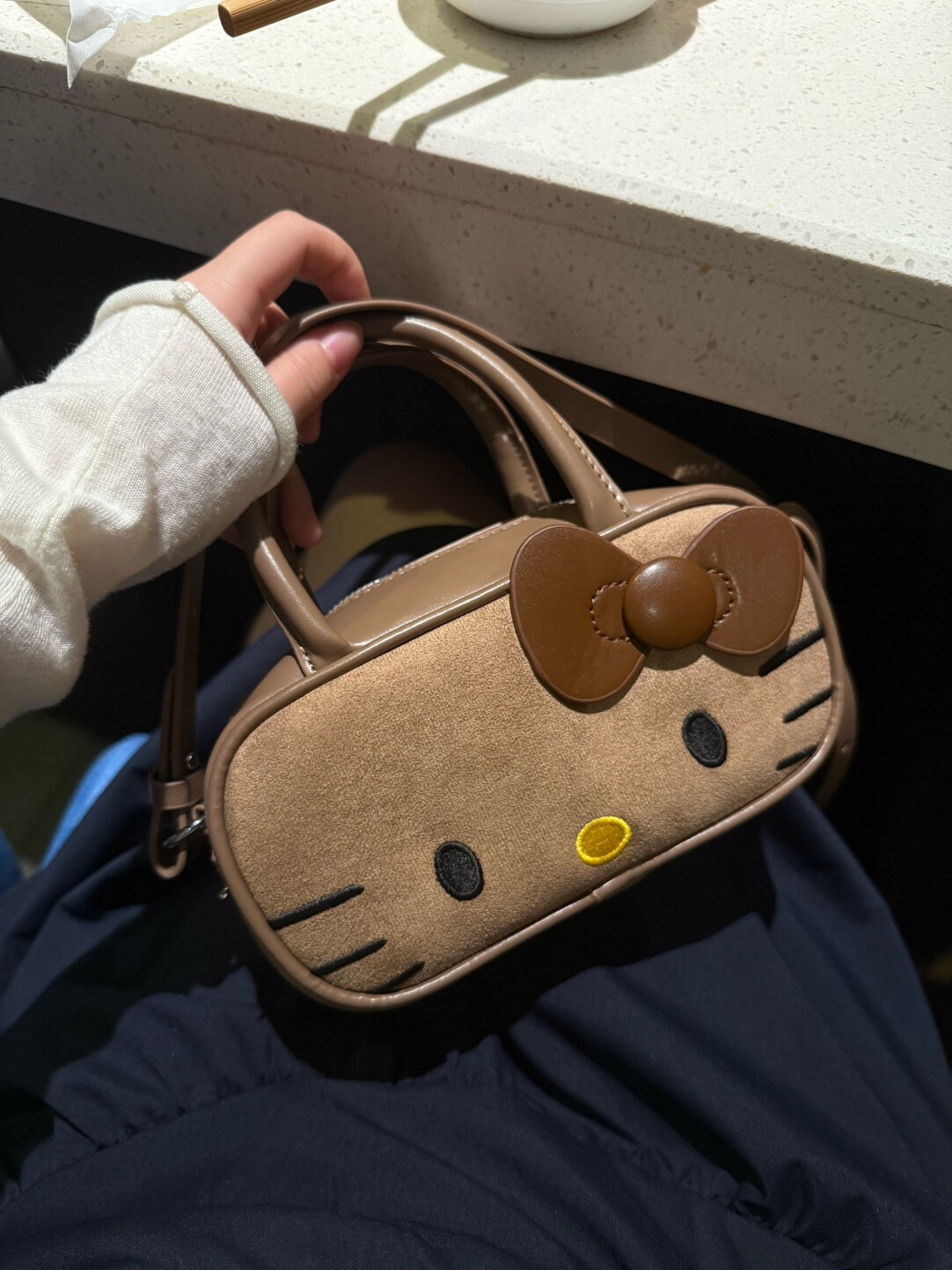 HK Boston Suede Crossbody Bag – Cartoon Style Autumn Shoulder Handbag 02251008