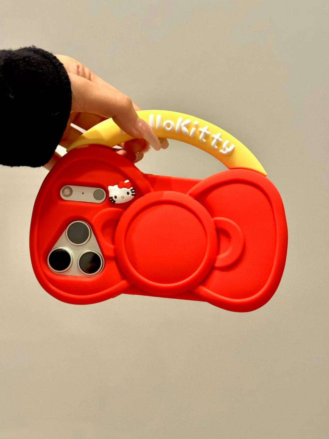 HK Red Bow Handbag Silicone iPhone Case 01251104, Cute Kawaii iPhone 13–17 Pro Max Case, Soft Protective Cover with Bow