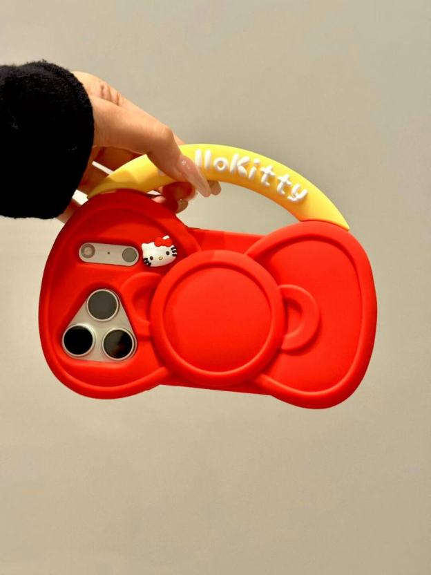 HK Red Bow Handbag Silicone iPhone Case 01251104, Cute Kawaii iPhone 13–17 Pro Max Case, Soft Protective Cover with Bow