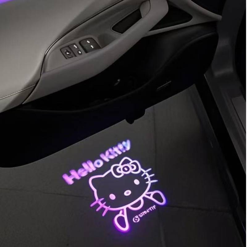 HK Car Door Logo Projector Light, Wireless Welcome Lamp with Sensor, Cute Interior Ambient Lighting for All Vehicles