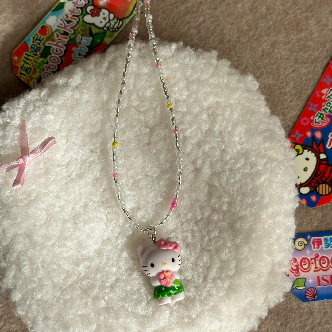 Adjustable HK Beaded Necklace – 40-46cm Length, Artisan Crafted with Unique Character Details 04250211