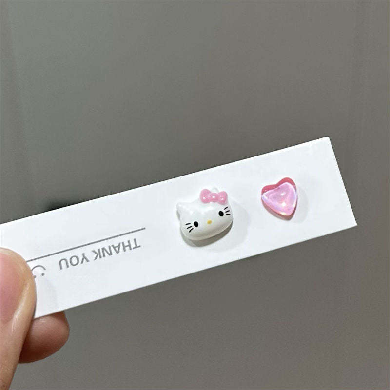 HK Pink Heart Stud Earrings