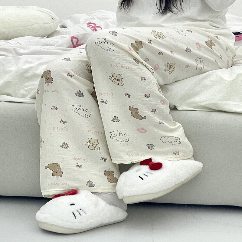 HK Dopamine Sleep Pants - Summer Lightweight Cotton Lounge Pants for Women 02250616