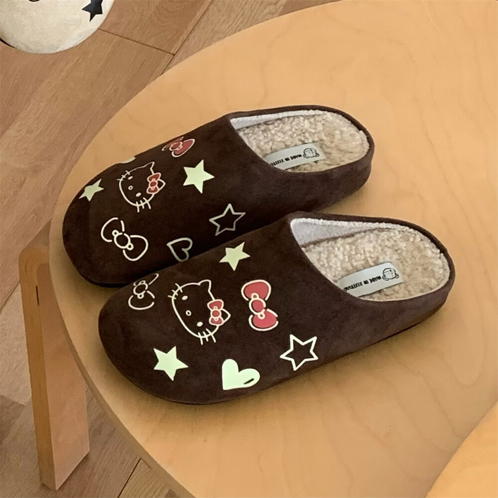 HK Fuzzy Slippers for Women, Warm & Cozy Fall/Winter Slip-on Sneakers, EVA + Suede Plush, Non-slip Indoor Outdoor Footwear 01250919