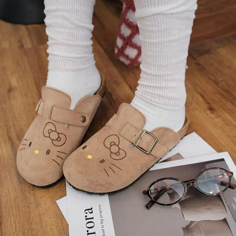 Black HK Hawaii Birkenstocks Women’s Summer Slides | Anti-Slip Cork Sole, Retro Platform Sandals, Cute Cartoon Dorm Room Footwear 01250303