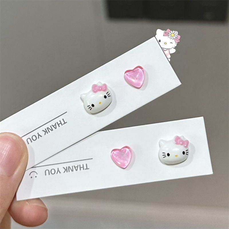 HK Pink Heart Stud Earrings