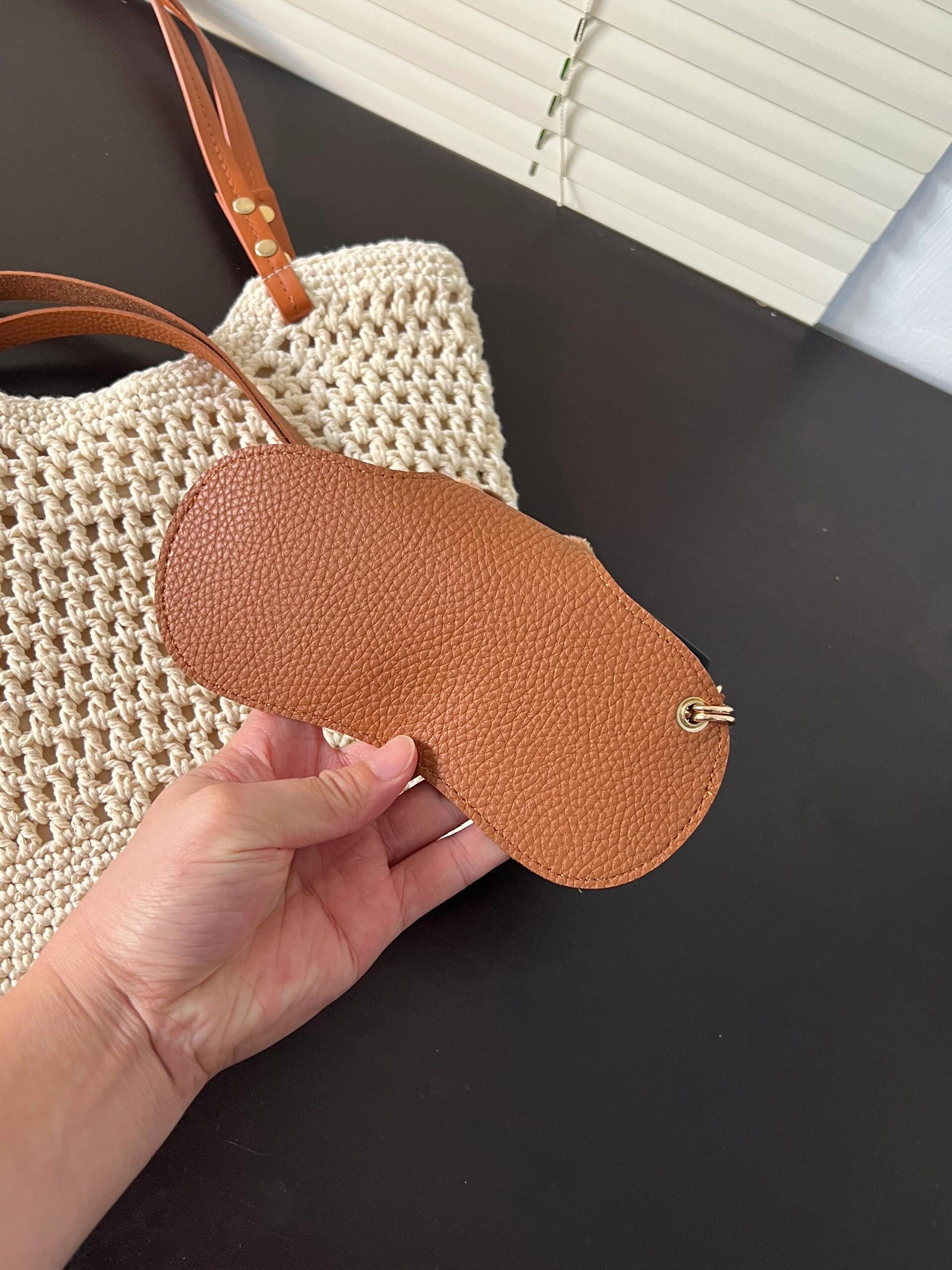 Tan HK Portable Leather Glasses Case Holder - Sunglasses Pouch with Strap
