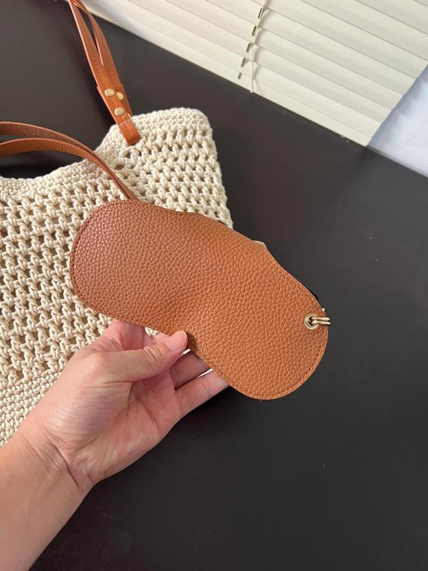 Tan HK Portable Leather Glasses Case Holder - Sunglasses Pouch with Strap