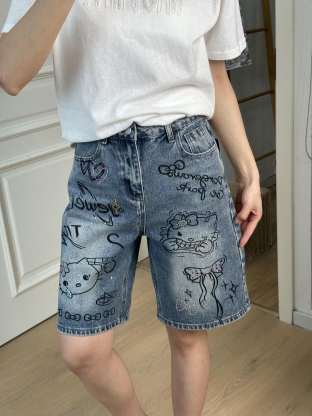 HK Denim Short Casual Jeans Pants with Pockets 05250505