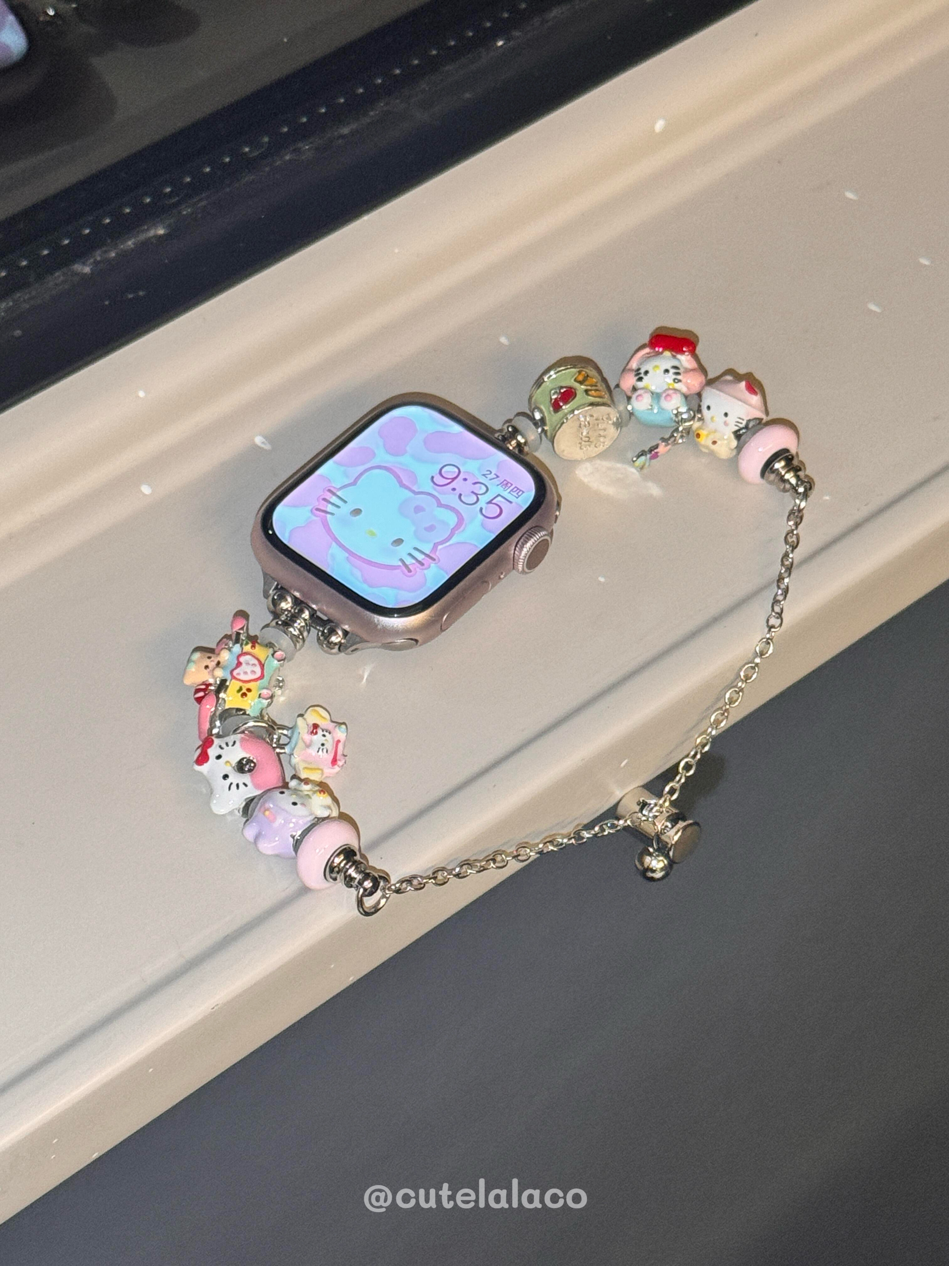 Handmade HK Beaded Apple Watch Band - Kawaii Charm for Series 1-9 & Ultra 02250305