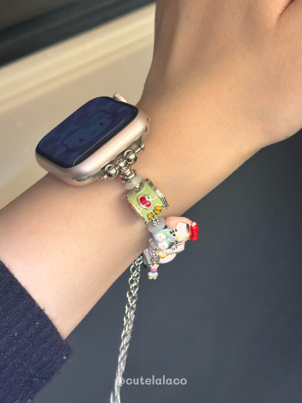 Handmade HK Beaded Apple Watch Band - Kawaii Charm for Series 1-9 & Ultra 02250305
