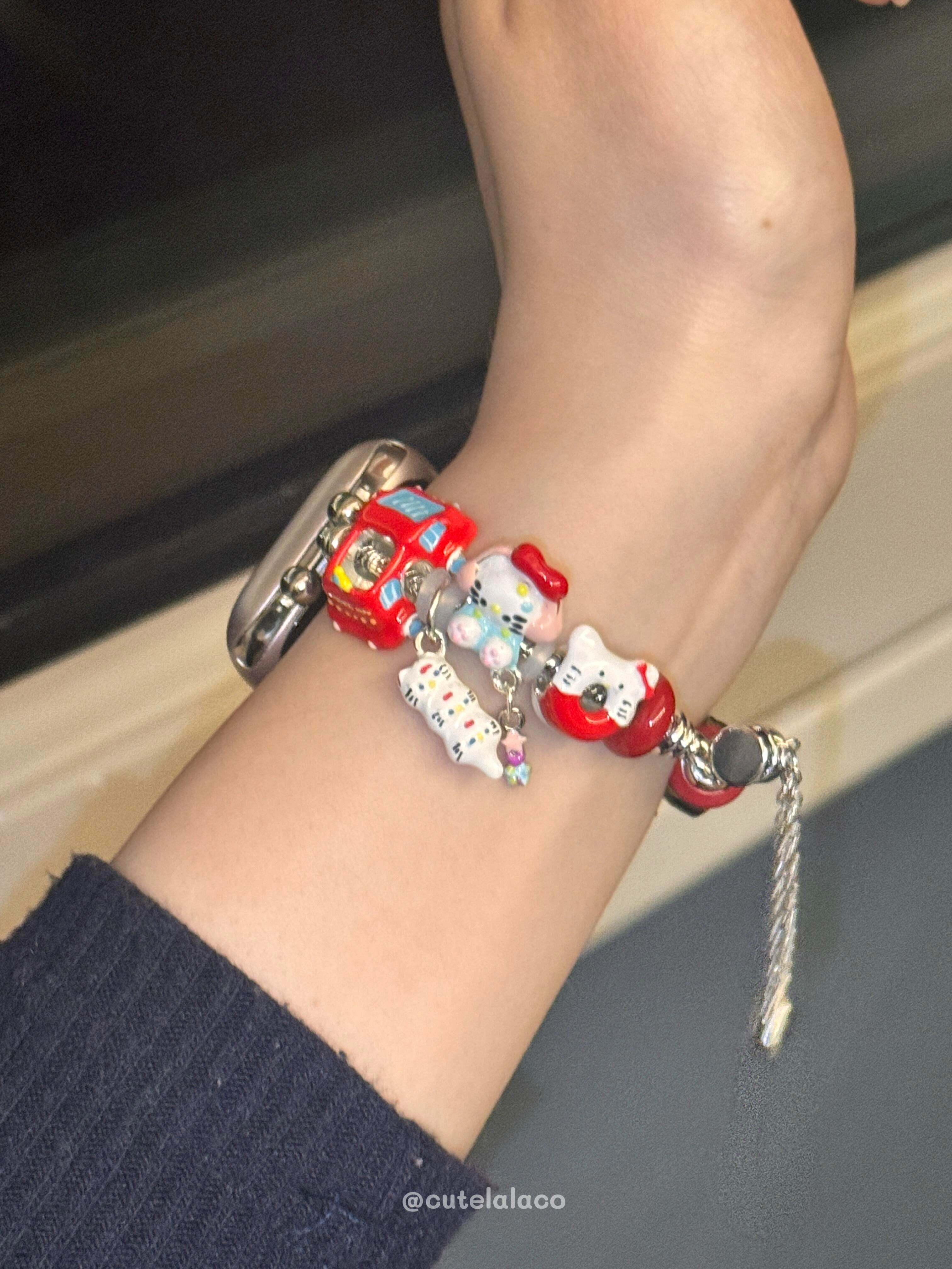 Handmade HK Beaded Apple Watch Band - Kawaii Charm for Series 1-9 & Ultra 01250306