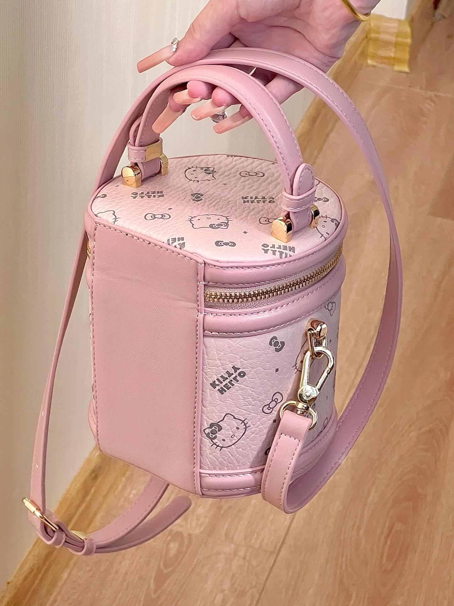 HK Bucket Handbag Hobo Crossbody Shoulder Bag with Double Metal Zipper-cutelalaco