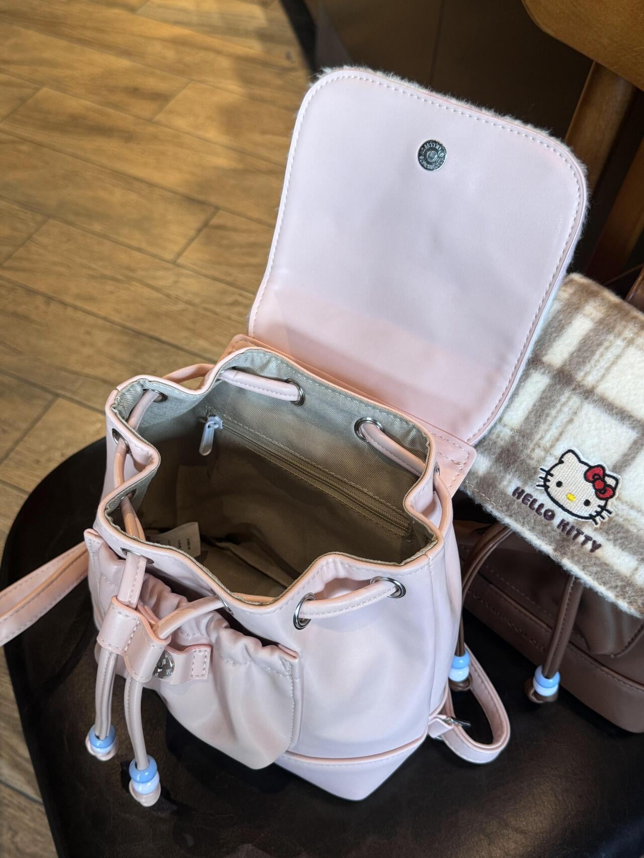 HK Drawstring PU Backpack - Cute & Functional School Bag for Women-cutelalaco