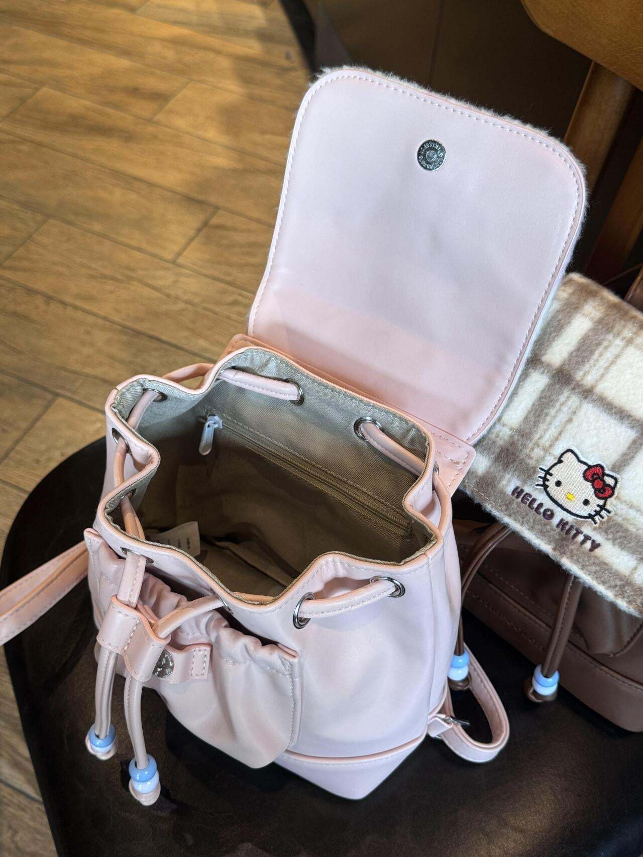 HK Drawstring PU Backpack - Cute & Functional School Bag for Women-cutelalaco