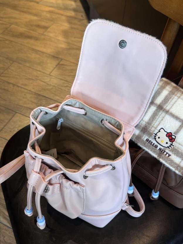 HK Drawstring PU Backpack - Cute & Functional School Bag for Women-cutelalaco