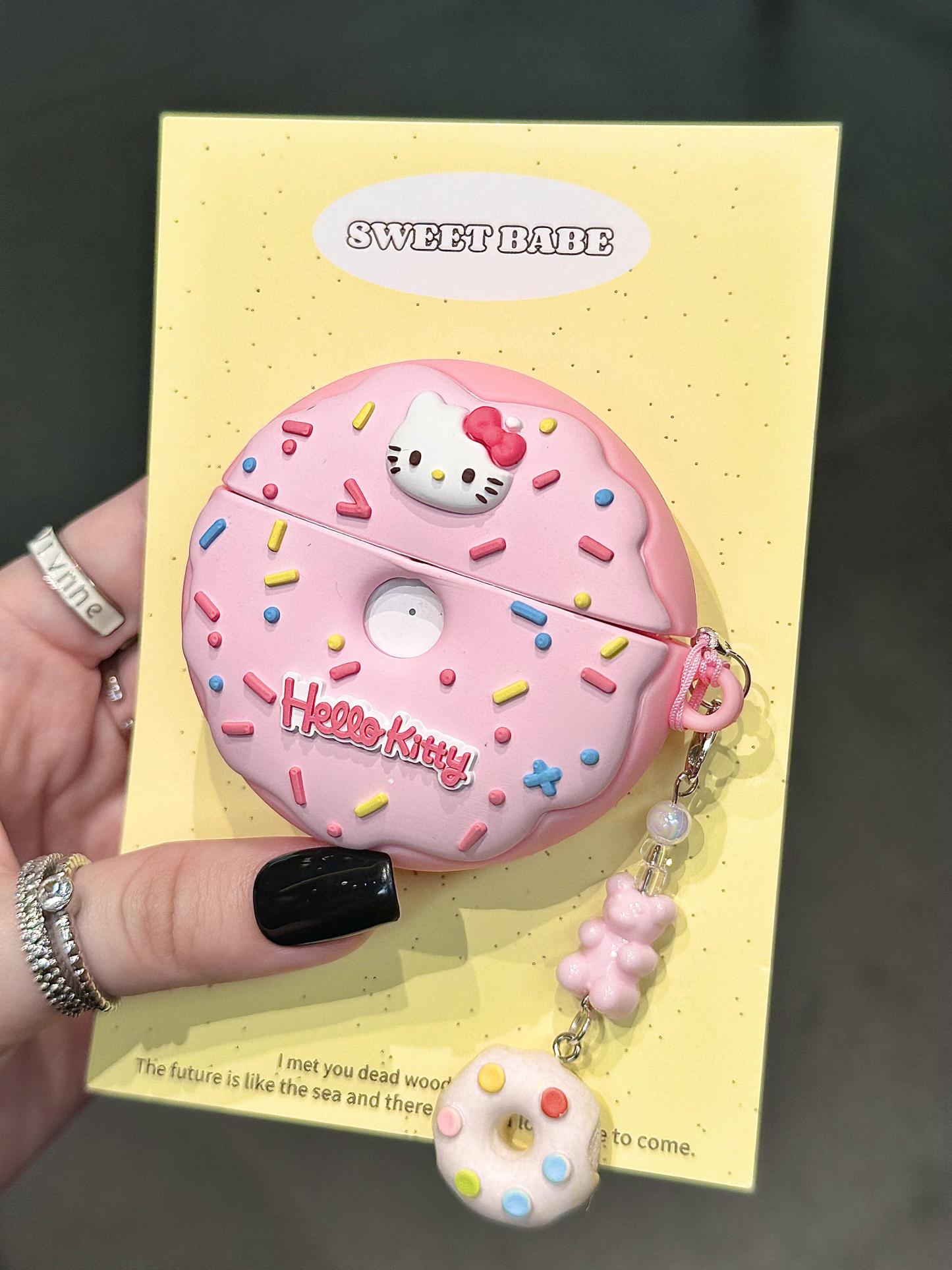 HK Pink Doughnut Shape Silicone Cute Kawaii AirPods Case