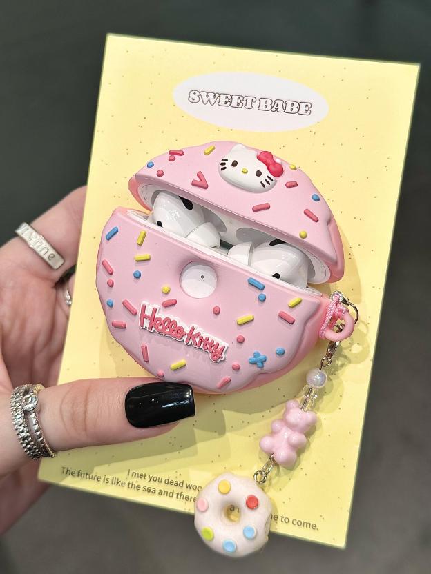 HK Pink Doughnut Shape Silicone Cute Kawaii AirPods Case