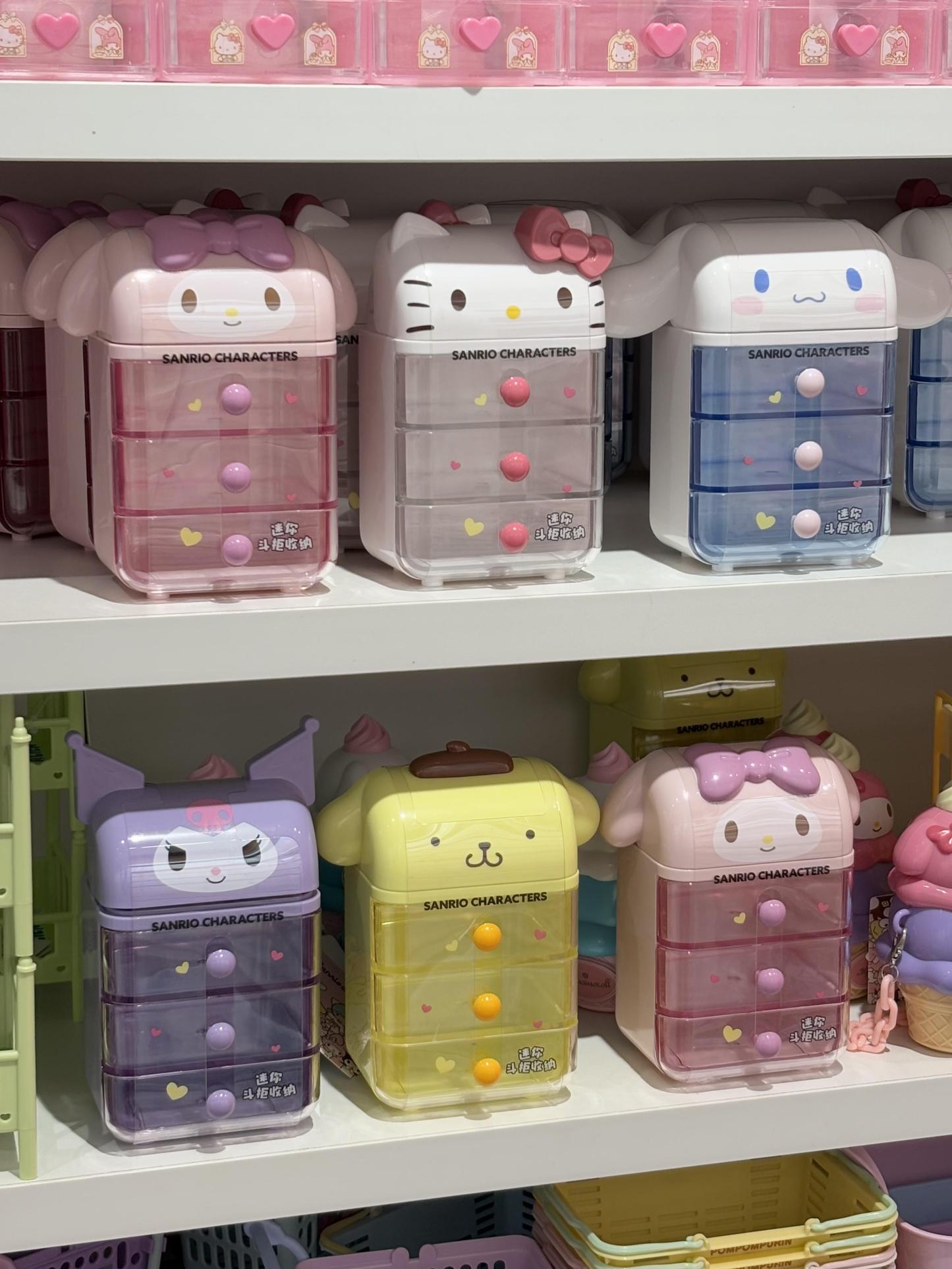 San Character 3-Drawer Mini Drawer Locker Compact Storage Organization Drawers