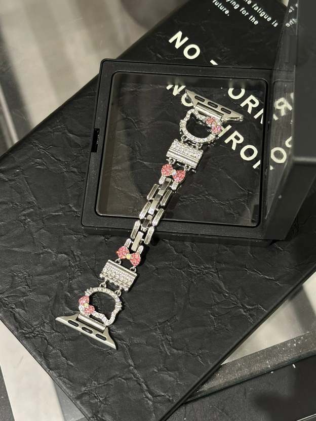 HK Apple Watch Band Bling Diamond Jewelry Metal Strap with Crystal Tempered Glass Screen Protector Case-cutelalaco