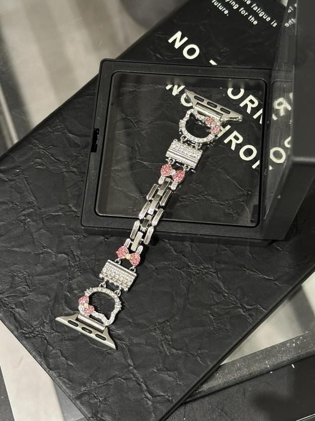 HK Apple Watch Band Bling Diamond Jewelry Metal Strap with Crystal Tempered Glass Screen Protector Case-cutelalaco
