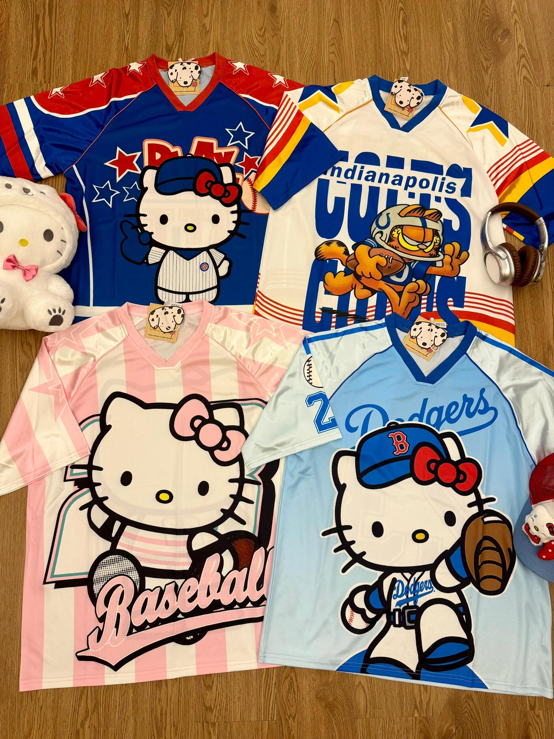 HK Cute Baseball Jersey Shirts Sports Uniform Summer Loose Short Sleeve Tops T-Shirts 02250502