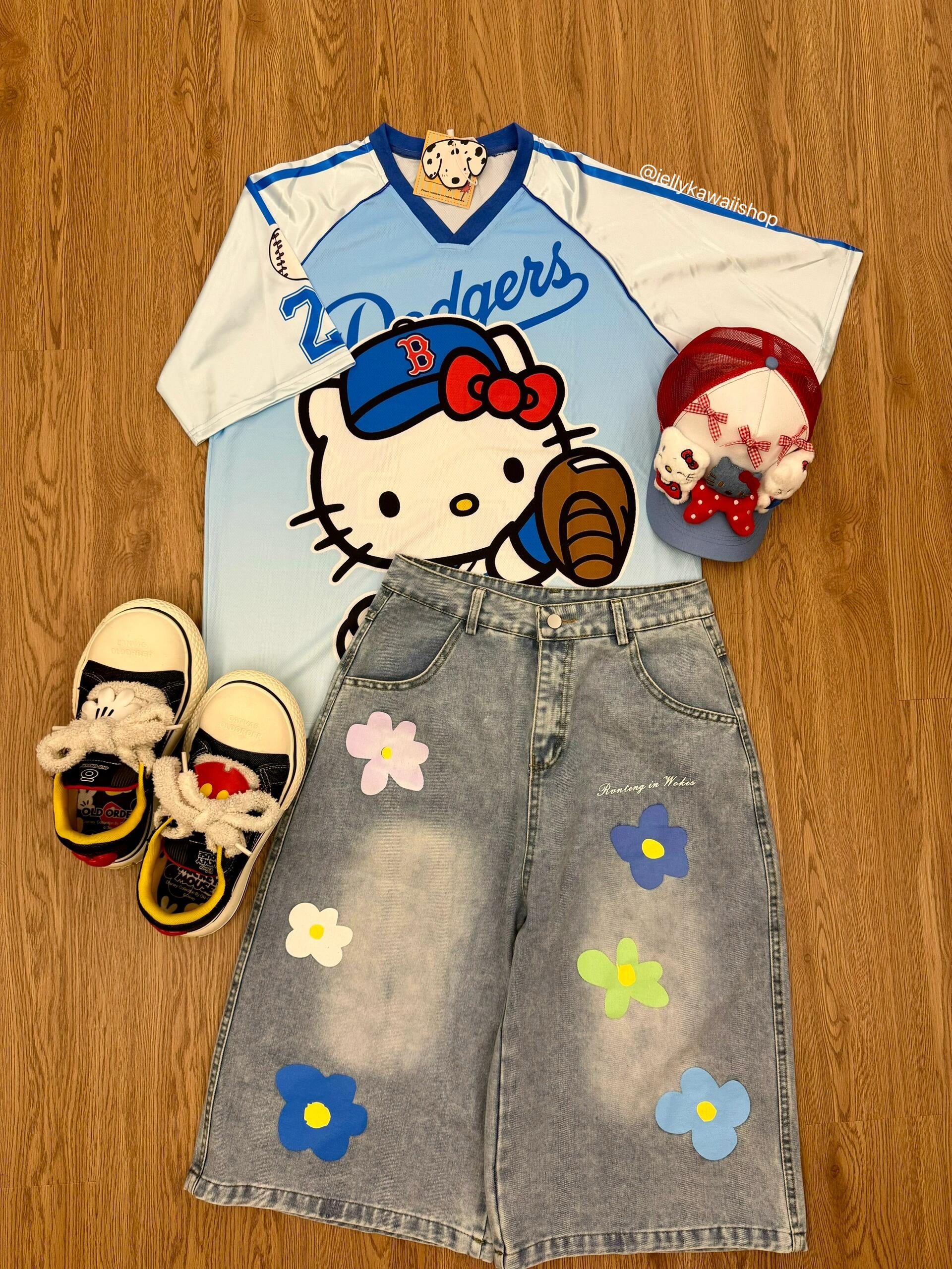 HK Cute Baseball Jersey Shirts Sports Uniform Summer Loose Short Sleeve Tops T-Shirts 02250502
