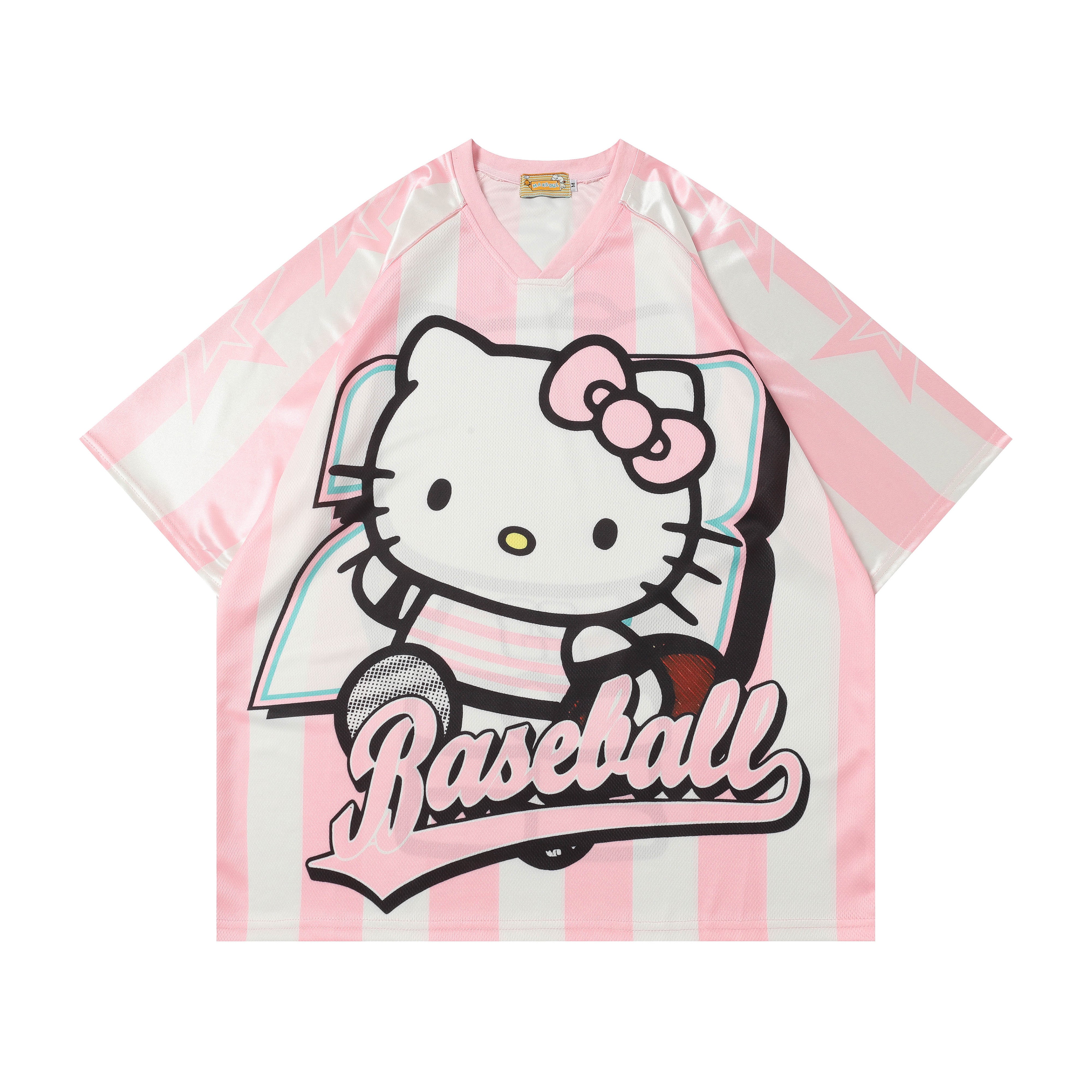 HK Cute Baseball Jersey Shirts Sports Uniform Summer Loose Short Sleeve Tops T-Shirts 02250502