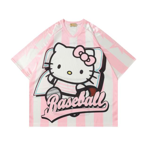 HK Cute Baseball Jersey Shirts Sports Uniform Summer Loose Short Sleeve Tops T-Shirts 02250502