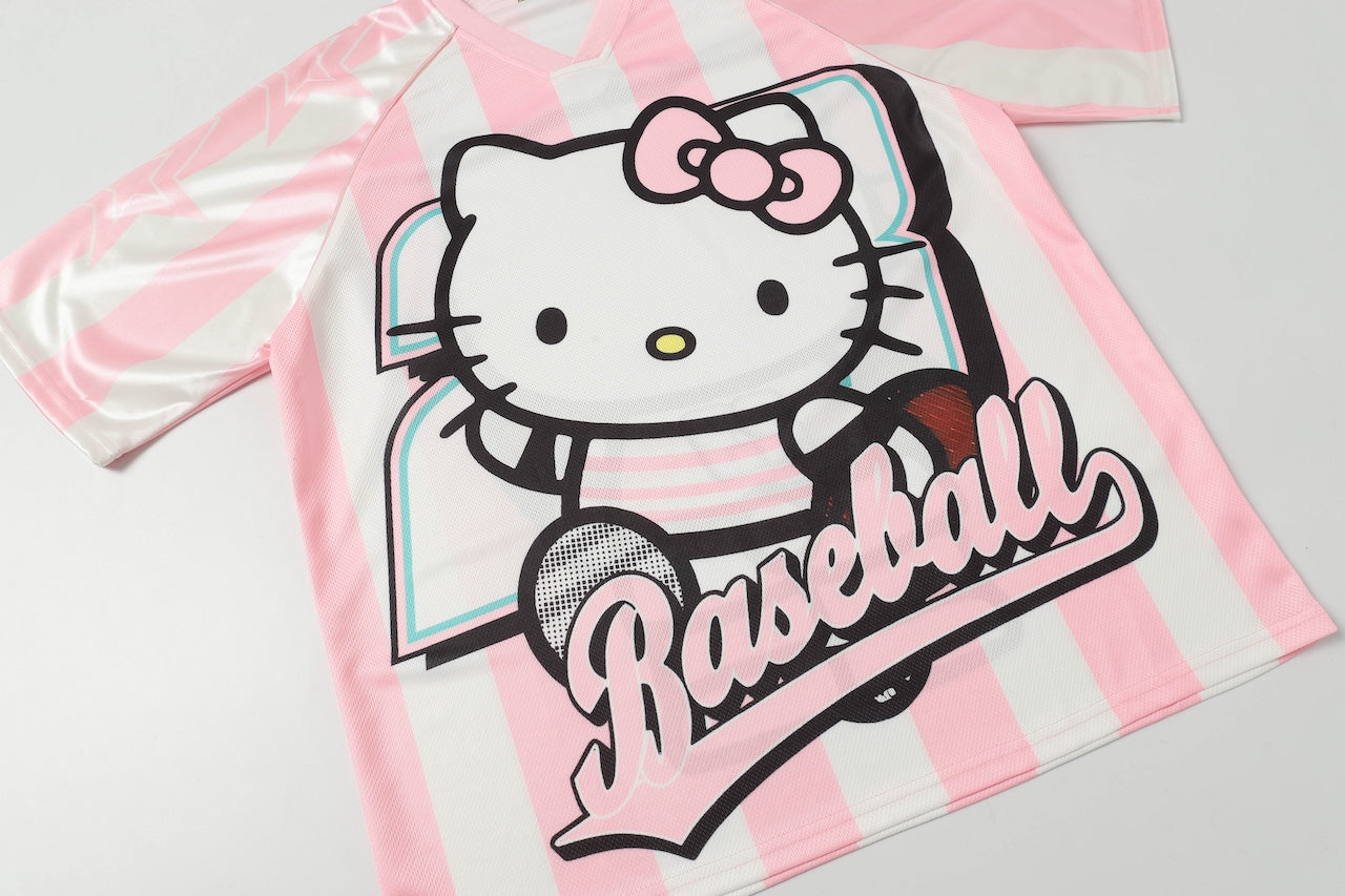 HK Cute Baseball Jersey Shirts Sports Uniform Summer Loose Short Sleeve Tops T-Shirts 02250502
