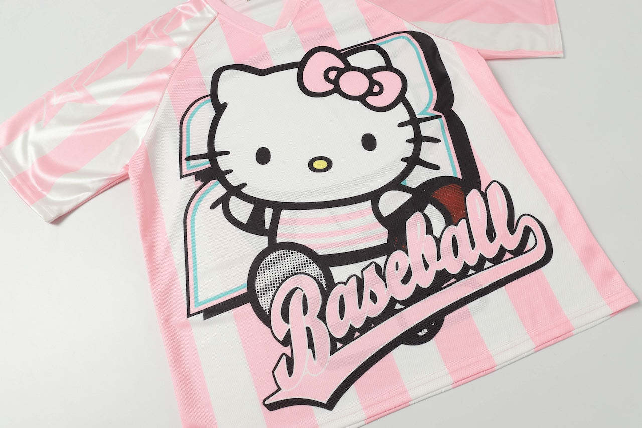 HK Cute Baseball Jersey Shirts Sports Uniform Summer Loose Short Sleeve Tops T-Shirts 02250502