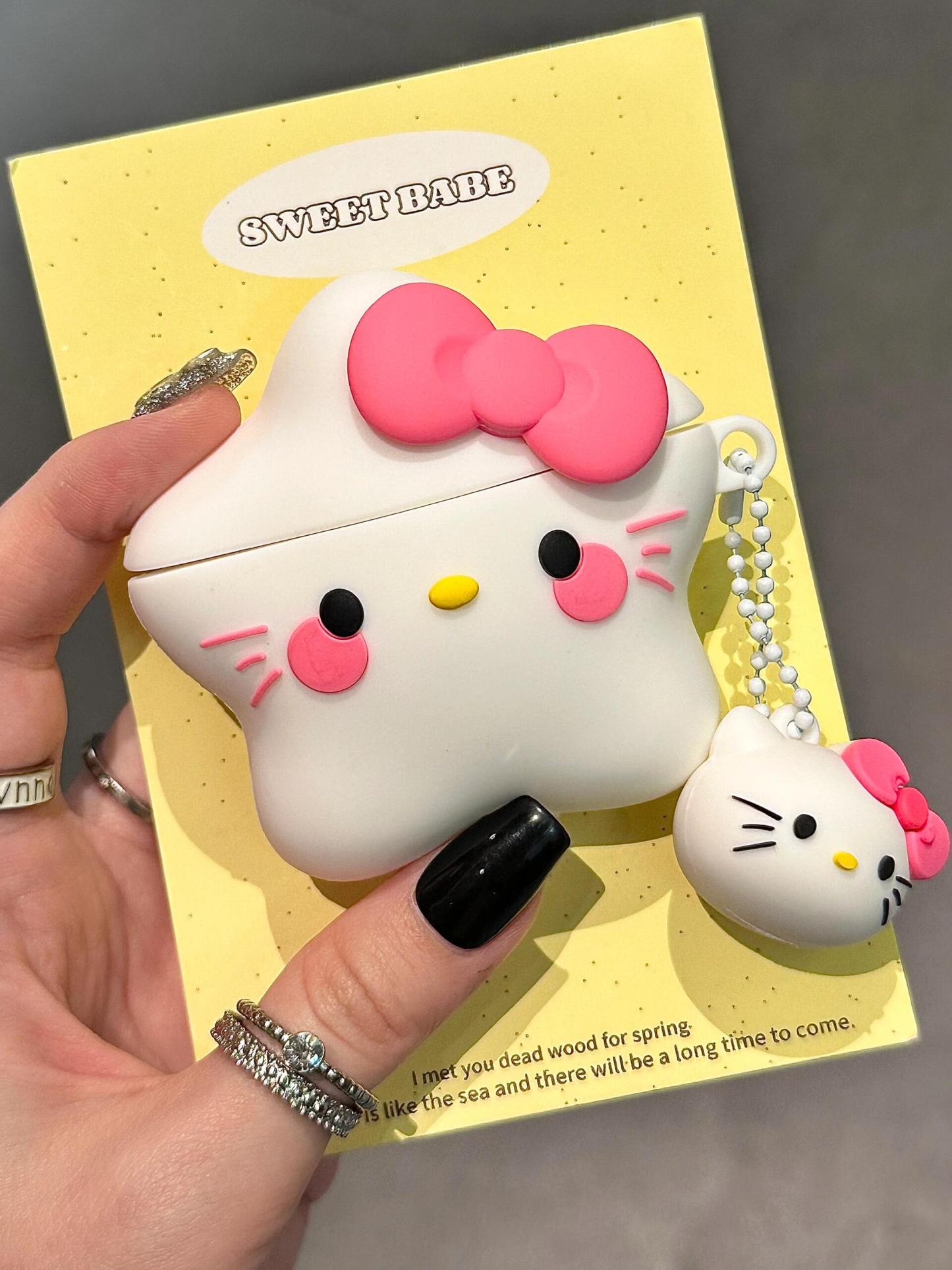 HK White Star Shape Silicone Cute Kawaii AirPods Case