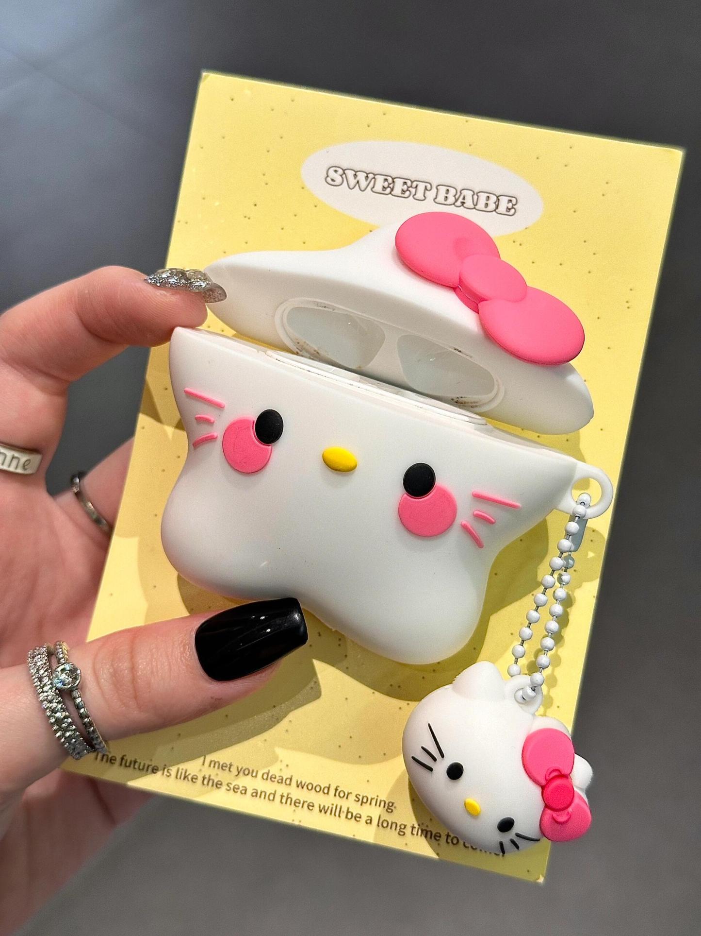 HK White Star Shape Silicone Cute Kawaii AirPods Case