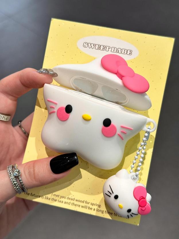 HK White Star Shape Silicone Cute Kawaii AirPods Case