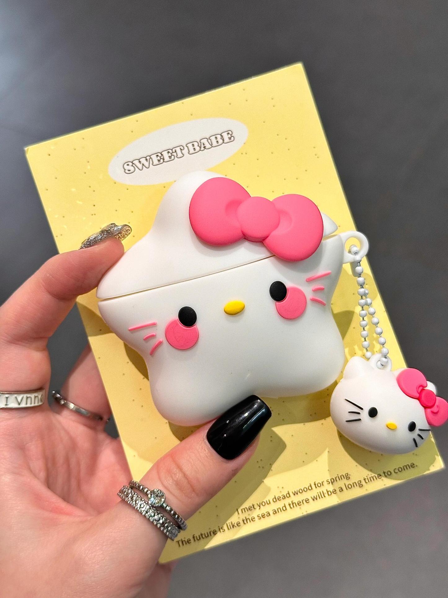 HK White Star Shape Silicone Cute Kawaii AirPods Case