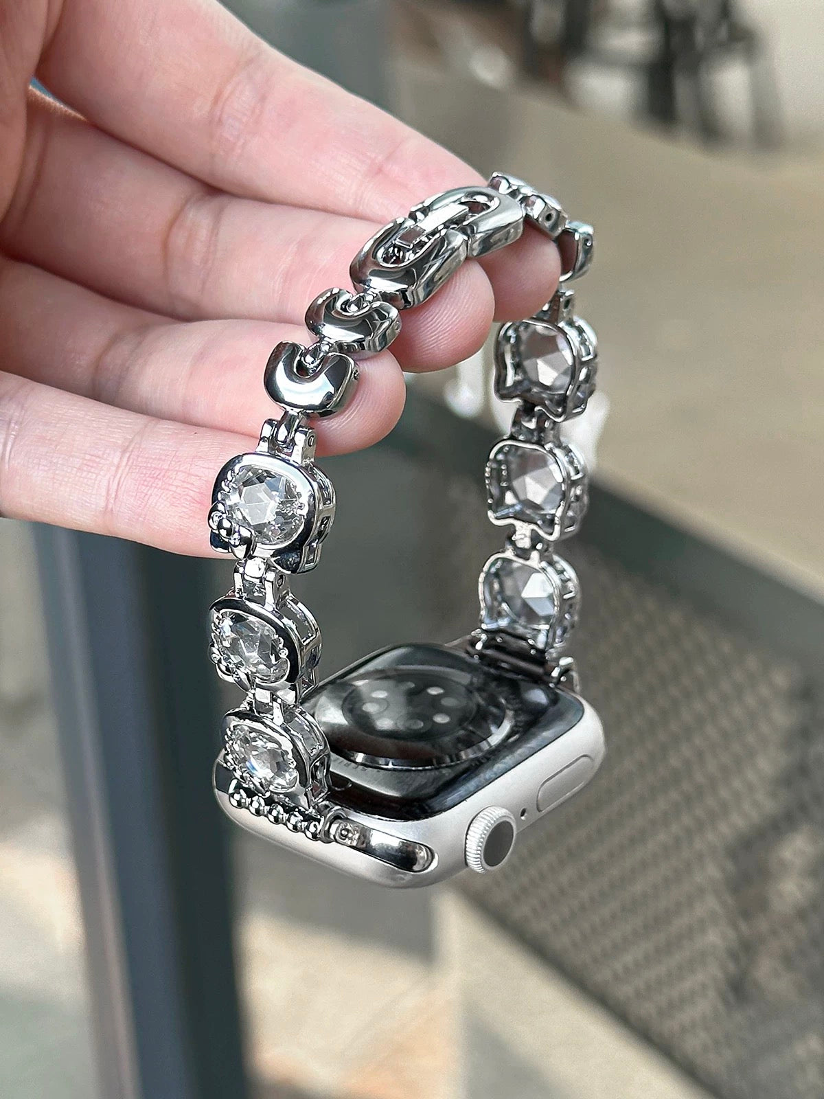HK Shape Rhinestone Apple Watch Band Jewelry Metal Strap Bands  for Apple Watch Series