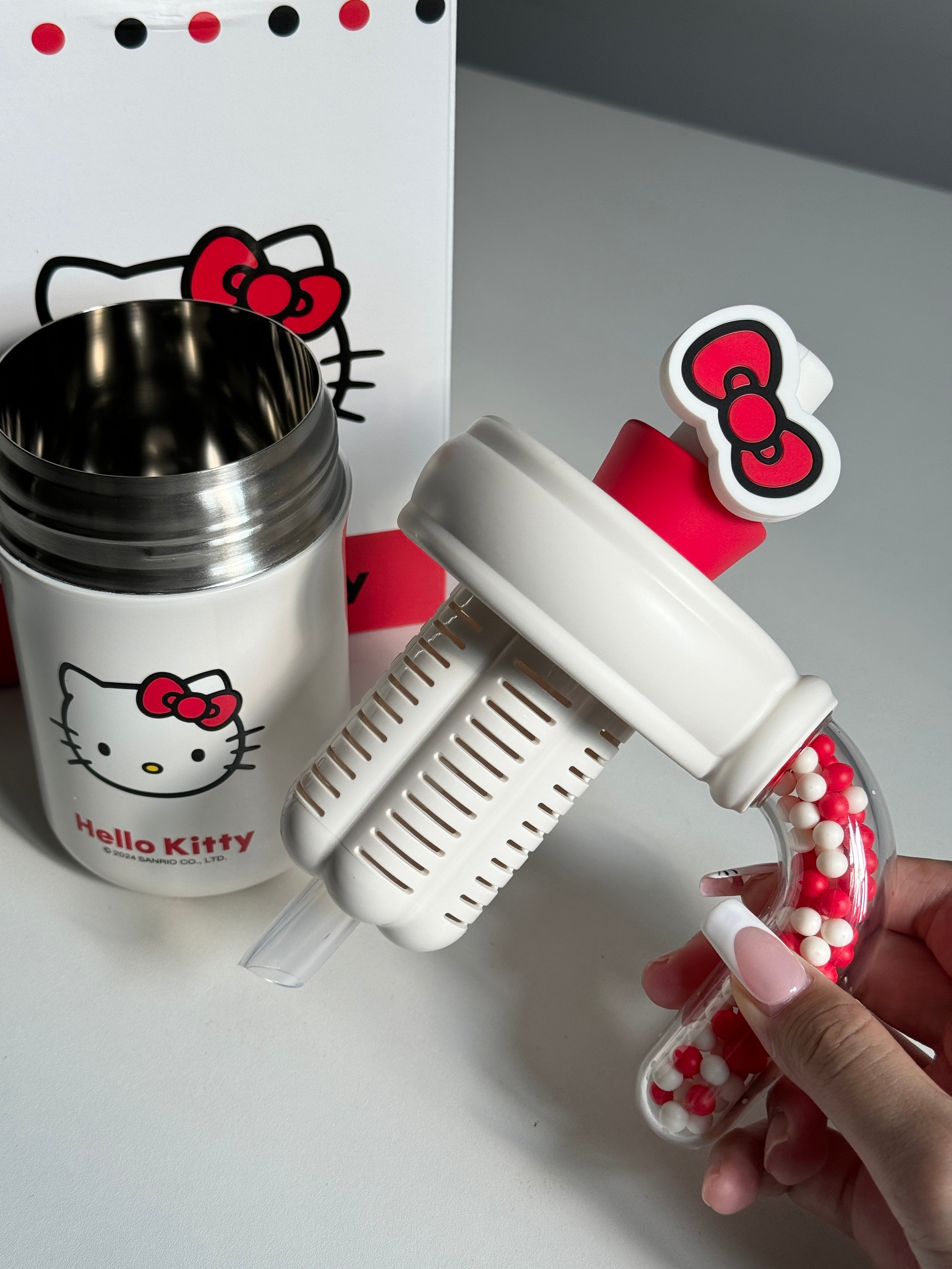 HK 400ml Tumbler with Handle Stainless Steel Insulated Cup with Lid & Straw Water Bottle Cupholder Friendly Women Travel Mug