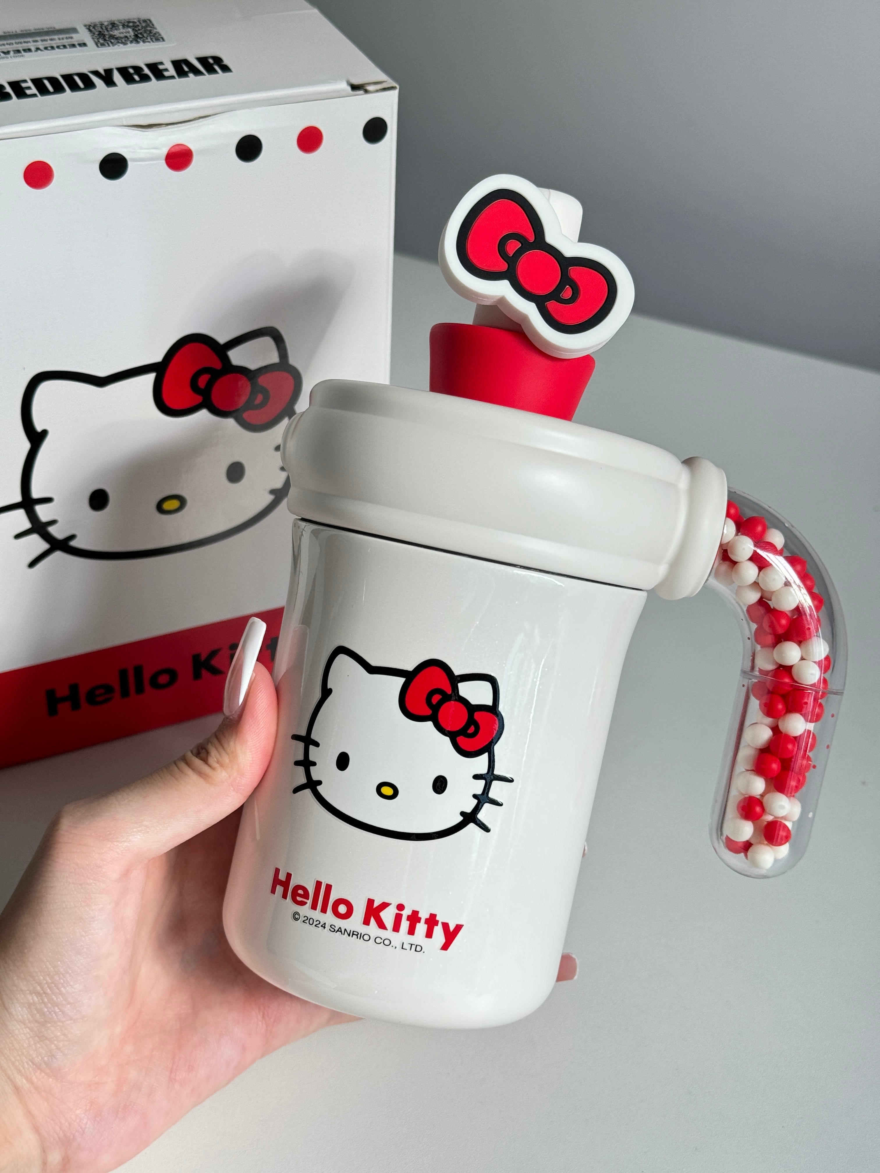HK 400ml Tumbler with Handle Stainless Steel Insulated Cup with Lid & Straw Water Bottle Cupholder Friendly Women Travel Mug