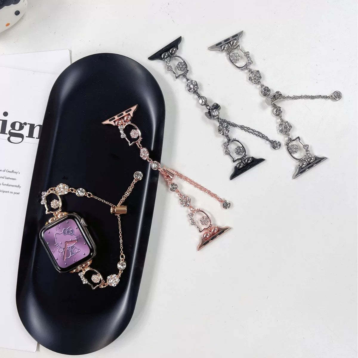 HK Apple Watch Band Adjustable Rhinestone Bracelet Jewelry Metal Strap Bands  for iWatch Series