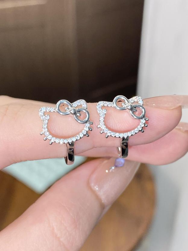 HK Zircon Huggie Earrings – Cute Alloy Ear Cuffs for Girls, Delicate 0.8mm Post, 10mm Inner Diameter 