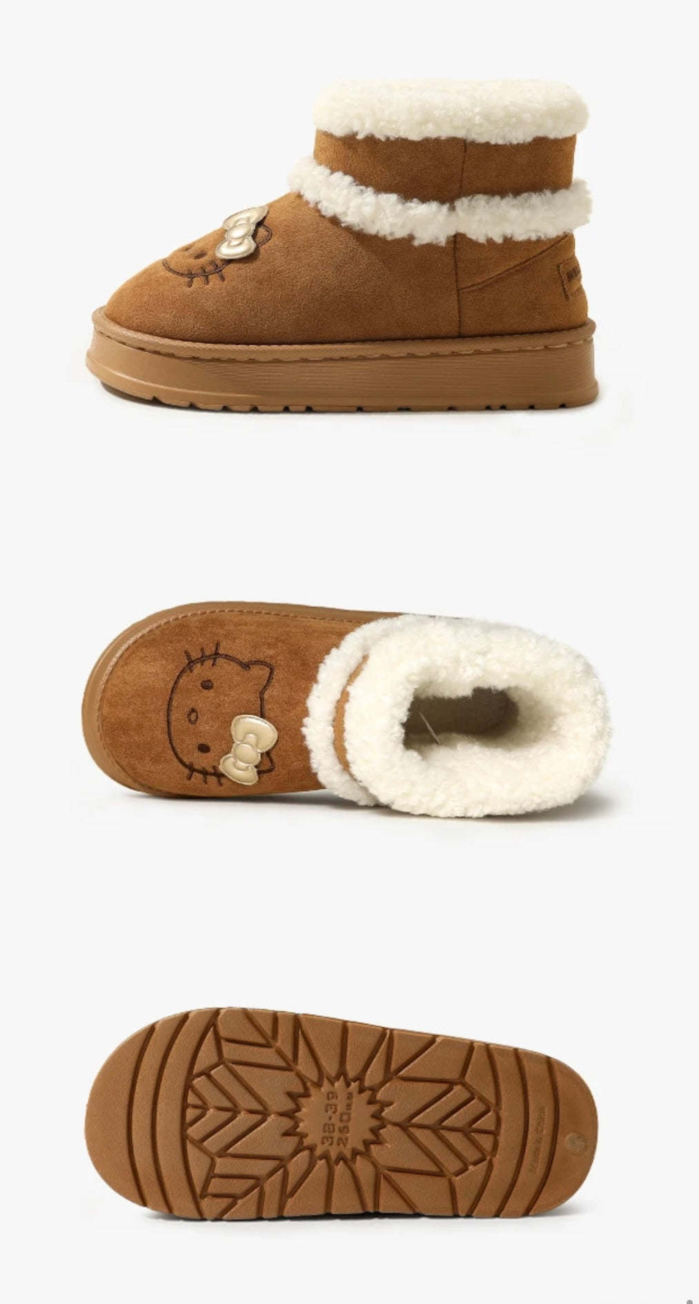 HK Cute Pompon Lace Up Fur Winter Snow Boots Fluffy Boots Shoes