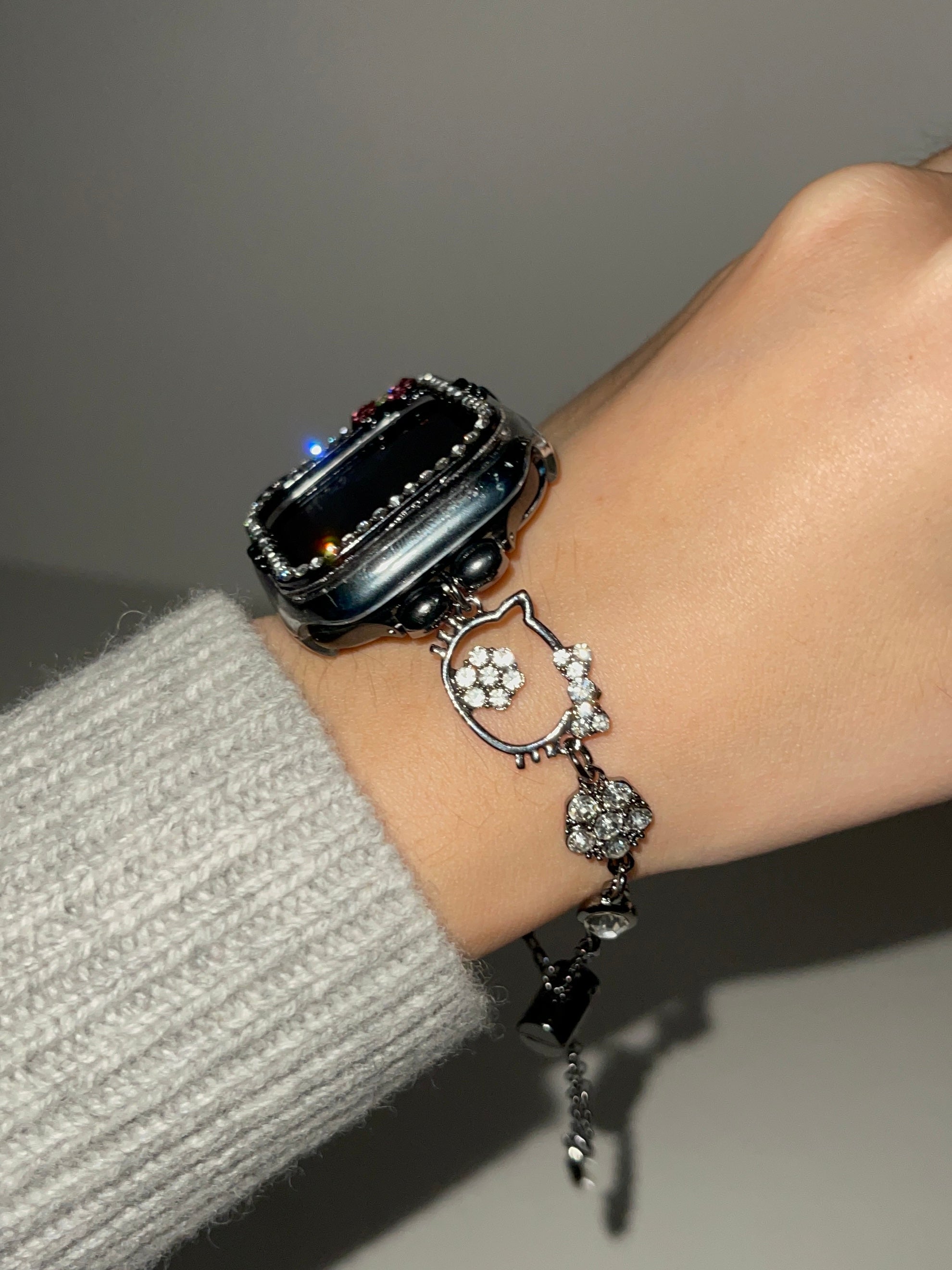 HK Apple Watch Band Adjustable Rhinestone Bracelet Jewelry Metal Strap Bands  for iWatch Series