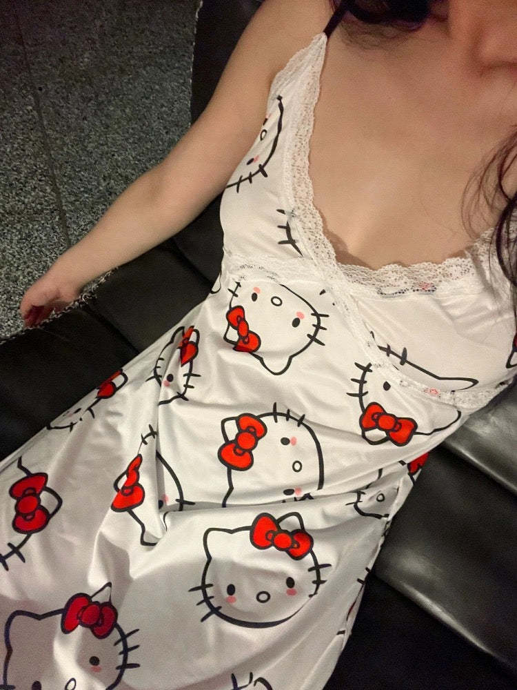 HK Silky Spaghetti Straps Nightgown-cutelalaco