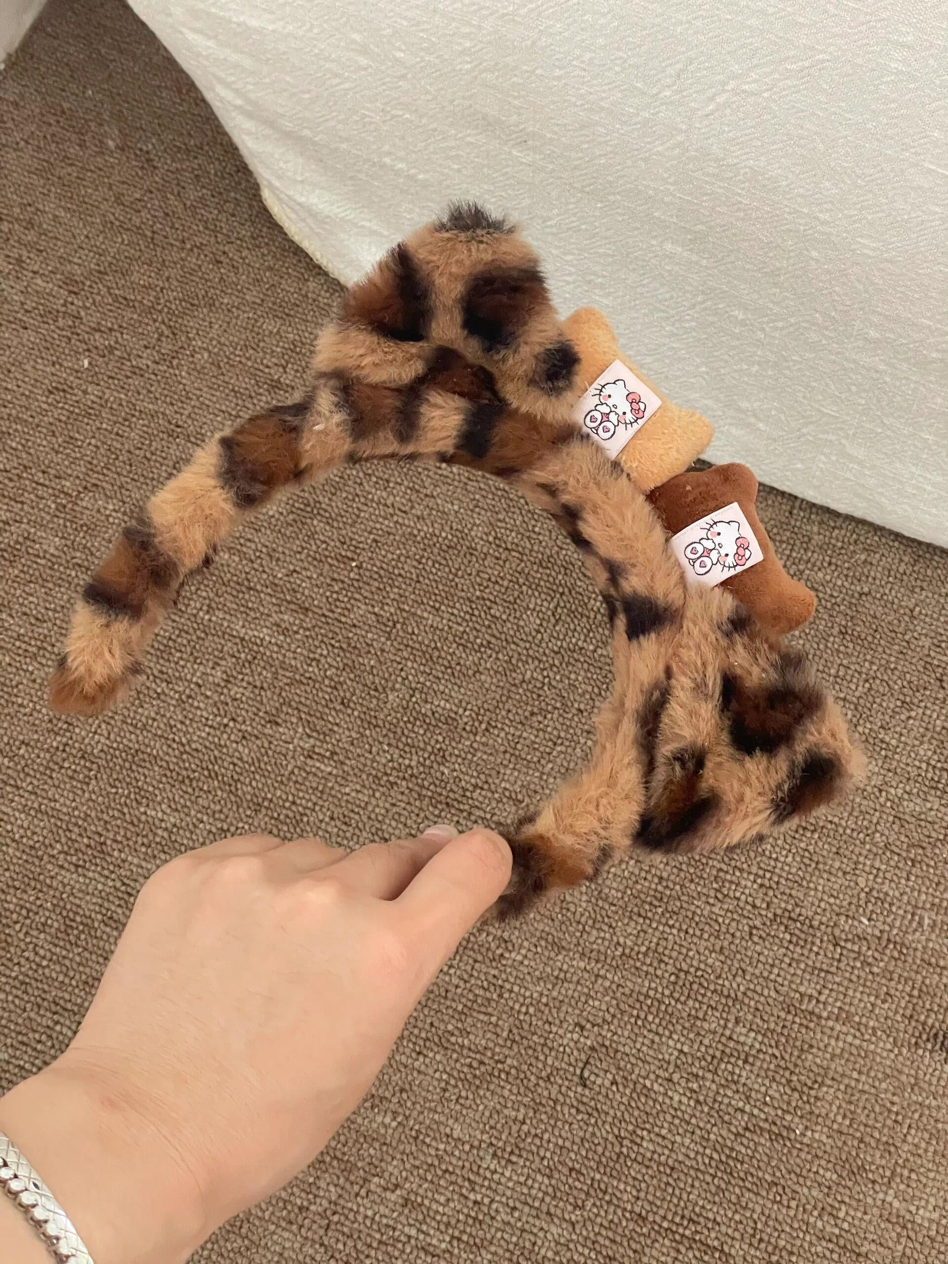 HK Leopard Print Plush Hairpin Headband – Skincare & Makeup Headband