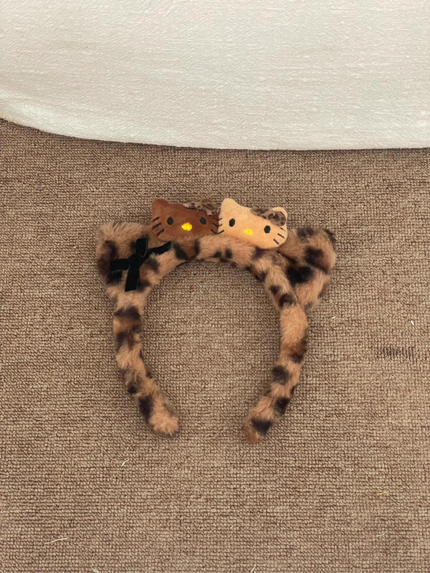 HK Leopard Print Plush Hairpin Headband – Skincare & Makeup Headband