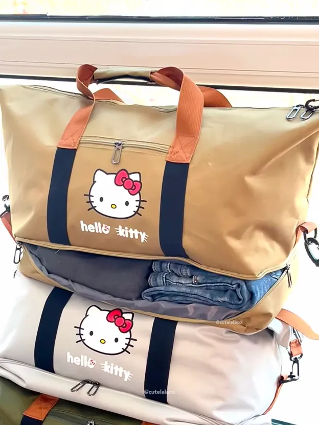 HK Travel Bag - Large Capacity Cartoon Luggage Bag, Shoulder & Crossbody Bag | Wet & Dry Separation Tote
