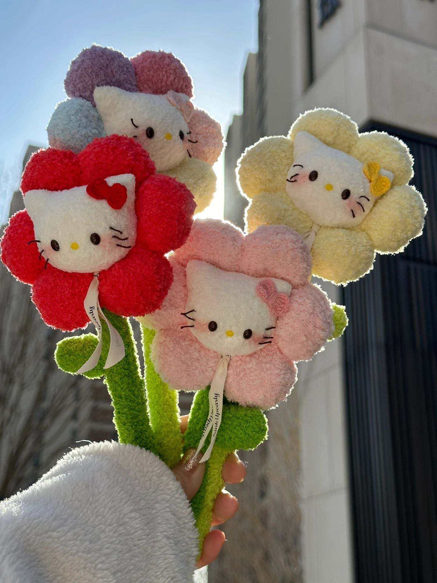 HK Colorful Handmade Plush Flower Bouquet-cutelalaco