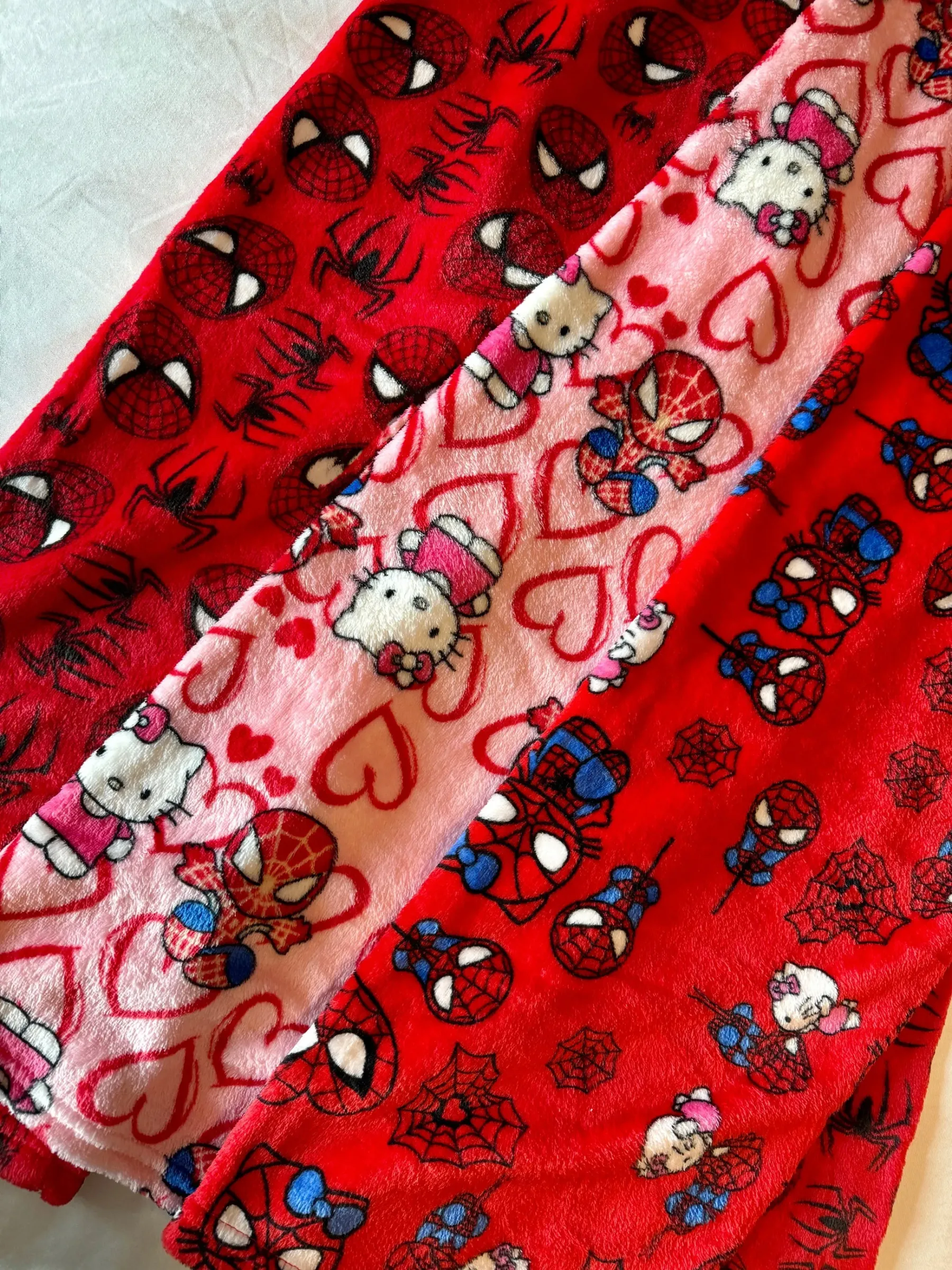 HK & Spiderman Plush Pajama Pants - Soft Fuzzy Fleece Lounge Bottoms