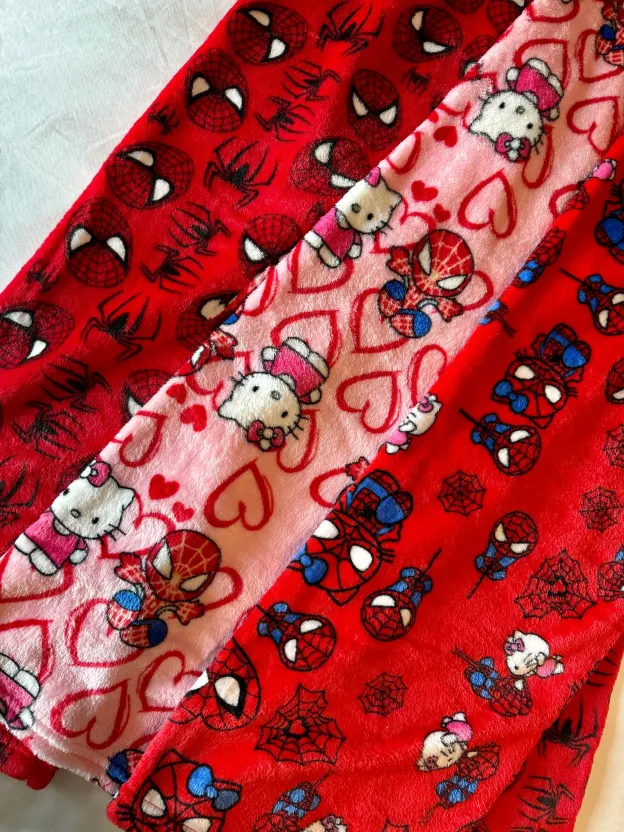 HK & Spiderman Plush Pajama Pants - Soft Fuzzy Fleece Lounge Bottoms