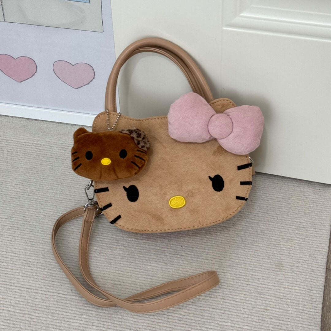 HK Shaped Brown Suede Tote Bag Handbag With HK Charm 01251014